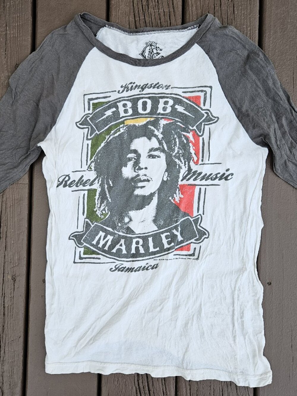 VTG 2011 Bob Marley Graphic Baseball Tee Shirt Rebel Music Kingston Jamaica M